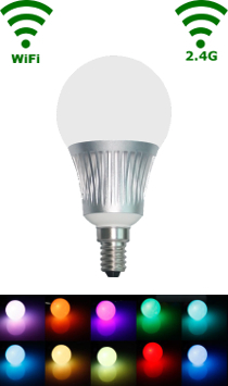 LED E14 Bulb 5W RGB-Warm wit WiFi-RF Controlled