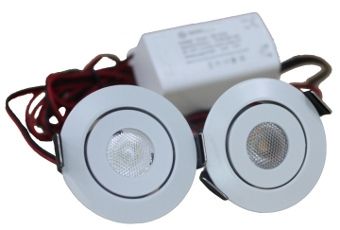 Set 2 x 3W dimbare led minispots chroom