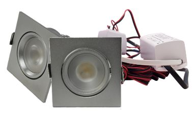 Set 2 x vierkante led inbouwspot 4W chroom