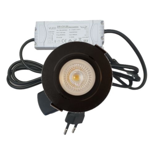 Led inbouwspot Zwart 4 Watt 2700K Dimbaar met trafo