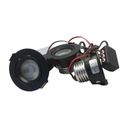 Set 3 x 4 Watt dimbare led inbouwspots Zwart 2700K