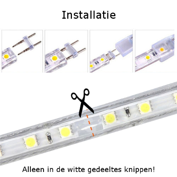 Ledstrip 230 volt wit 6000K - IP66