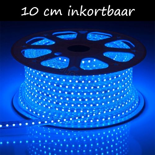 LED Strip 230 Volt - Inkortbaar per 10 cm - Blauw - Dimbaar - IP65