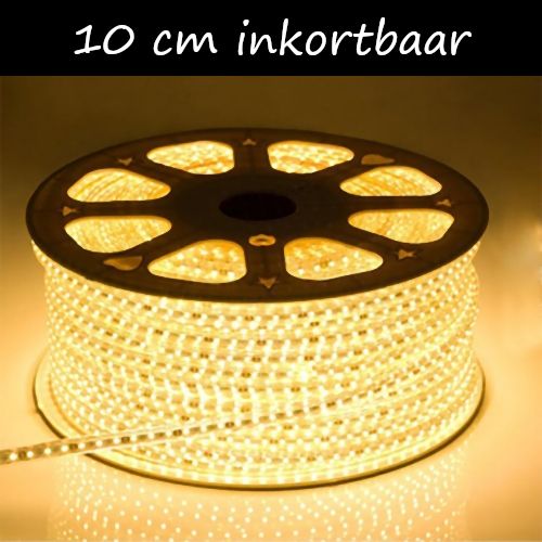 LED Strip 230 Volt - Inkortbaar per 10 cm - 2700K - Dimbaar - IP65