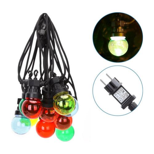 Led Kerstverlichting Lichtsnoer 6 Watt 10 gekleurde bollen 8 meter IP44