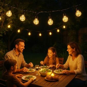 LED Lichtsnoer met koperdraad - 8 meter - 10 bollen - IP44 - 8 modes