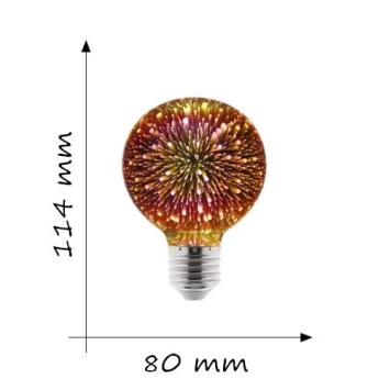 LED E27-G80 Filamentlamp - 3D Vuurwerk - 2 Watt - Ø80x114mm