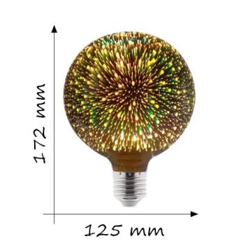 LED E27-G125 Filamentlamp - 3D Vuurwerk - 4 Watt - Ø125x172mm