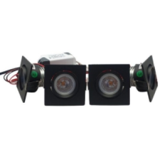 Set 4 vierkante zwarte led inbouwspots 4 Watt