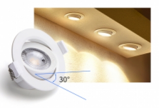 Kantelbare Ledspot 5W - 3000K - Wit - 90 mm diameter