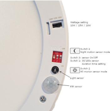 LED Downlight/Plafonnière - In- en opbouw - 3000K - Ø220 - Met sensoren