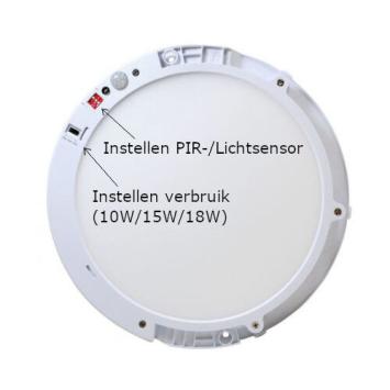 LED Downlight/Plafonnière - In- en opbouw - 3000K - Ø220 - Met sensoren
