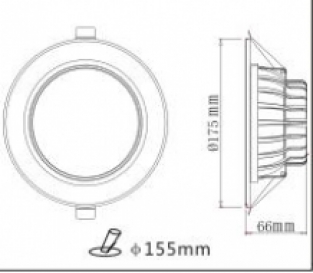 Led Downlight 12 Watt -  165 x 66 mm - 120 graden