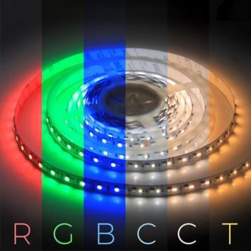 COB Ledstrip 24 Volt RGB + CCT - 5 meter - 16W/m - IP65