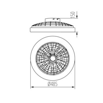 Plafondventilator met ledlamp - Plave - RGB+CCT - 48 Watt - Ø485mm