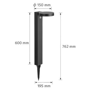 LED Solar Tuinlamp Palo Rond - PIR Sensor - 3000K - IP44 - 400 Lm