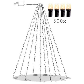 LED Kerstverlichting Vlaggenmast 10 meter - 500 leds - warmwit