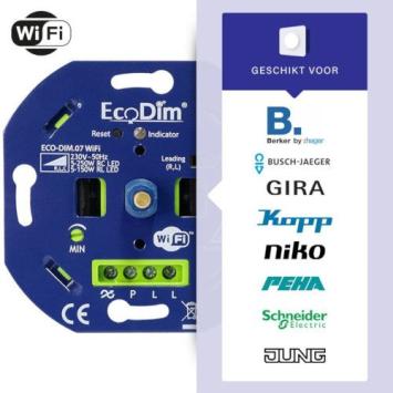 LED EcoDim Inbouwdimmer Wifi - Universeel - 250 Watt - Druk/Draai