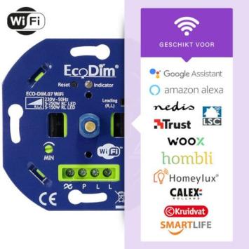 LED EcoDim Inbouwdimmer Wifi - Universeel - 250 Watt - Druk/Draai