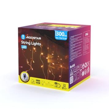 LED Kerstverlichting IJspegels - 15 meter - 300 Leds - 75 strengen (40 cm) - Warm Wit 2700K - IP44