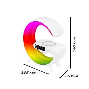 LED Bureaulamp G-Shape RGB - Bluetooth speaker, klok en draadloos opladen - 235 mm