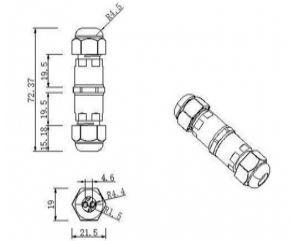 Kabelverbinder 3 polig - 0,5-0,75mm² - kabel: 4-8mm - IP68