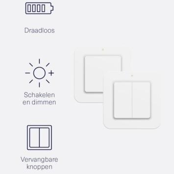 Draadloze Wandschakelaar KAKU - Enkel/Dubbel - AWST-9000 - Wit
